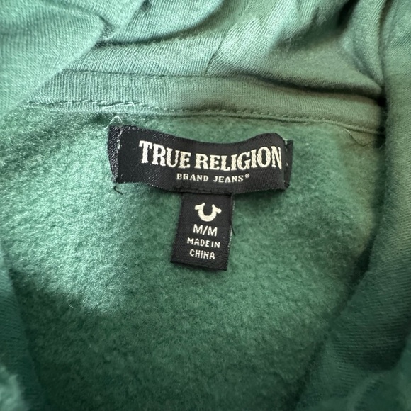 True Religion Buddha Graphic Hoodie Green Pullover Men's Size M Sweatshirt - Picture 5 of 10